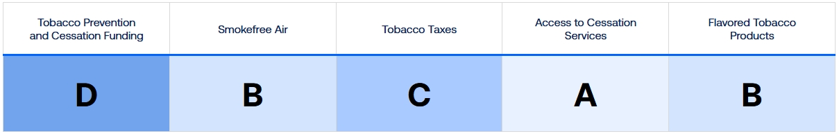 A table displaying grades with letters D, B, C, A, and B across various categories.